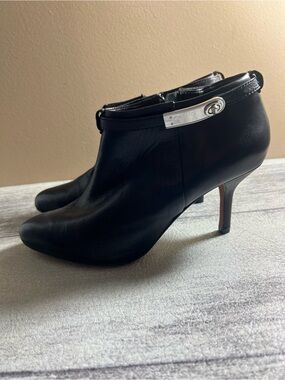 Coach YALENA Black Leather Ankle High Heel Booties US 6.5B Soft Leather